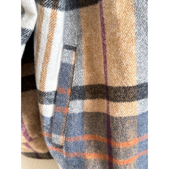 BIBI Plaid Oversized Shacket Jacket Women‎ Black Tan Red Button Front Casual - Picture 5 of 6